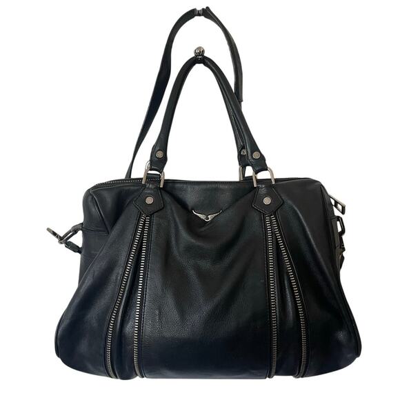 Zadig & Voltaire Sunny Black Leather Top Handle Handbag - Picture 1 of 10